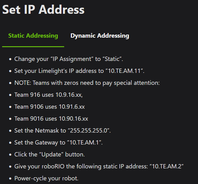 IP Address Settings